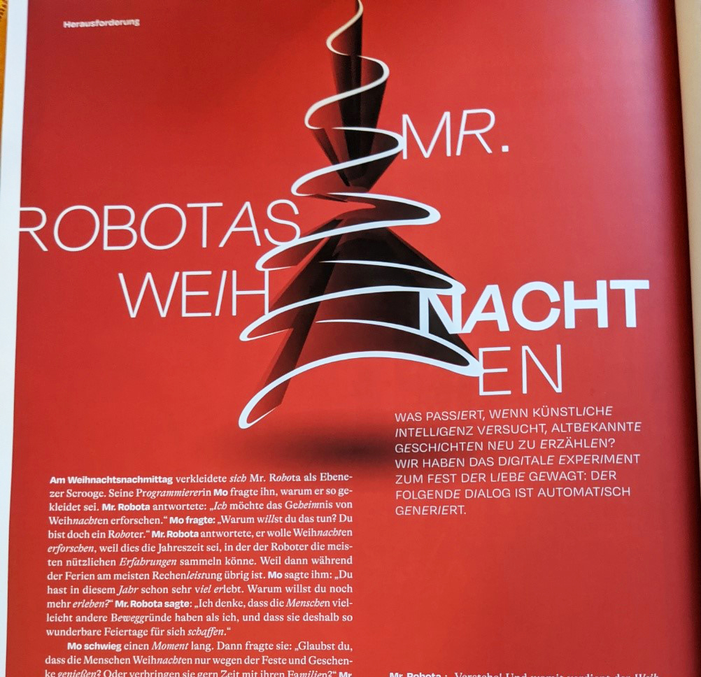 KI-generierte Weihnachtsgeschichte im Max Magazin